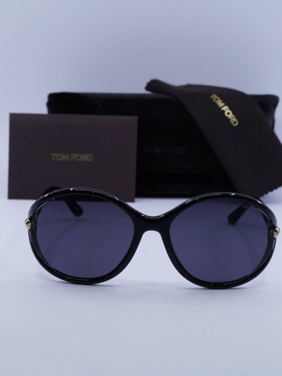 Tom Ford Melody FT1090 01A Geometric Sunglasses - Shiny Black/Smoke